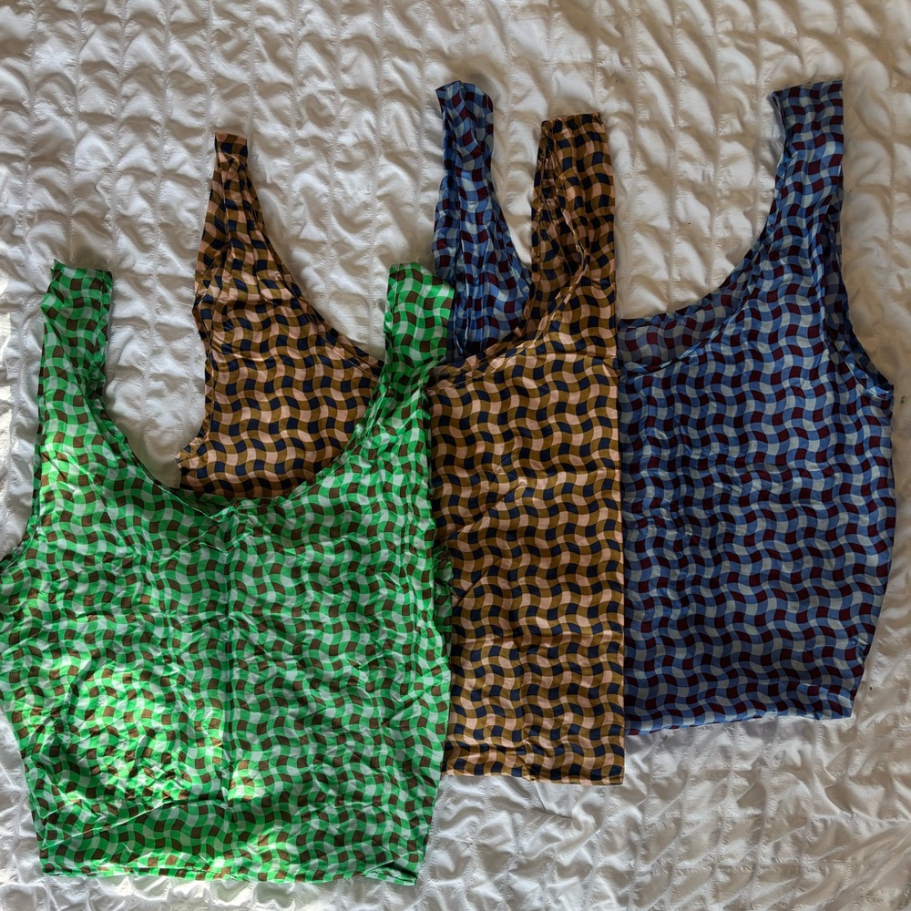 Checkered Baggu Shopping Bags - Set of 3